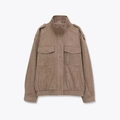 Veste streetwear femme en daim taupe avec col montant et poches de poitrine à rabat - XS / Kaki