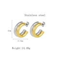 Two-tone C-shape earrings in gold and silver finish made of durable stainless steel - Gold & Silver