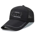Gorra de béisbol de malla transpirable negra con bordado en vista lateral de 45 grados - Negro