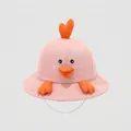 Detail van roze katoenen vissershoed voor kinderen met 3D eendenbek en schattig borduursel - Roze / 50cm (1-3 Jaar)