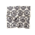 Square mulberry silk scarf featuring beetle and baroque patterns on a cream white background - Beetle Pattern / 53x53cm