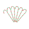 Dettaglio di cinque decorazioni natalizie a bastoncino di zucchero a strisce rosse verdi bianche - 9cm Pezzo Singolo / Rosso e Verde