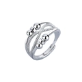 Retro Thai-Silber Drehring mit beweglichen Perlen und verstellbarem Hohl-Design - Feinstrukturring-Rollperlen-Stil