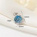 Blue enamel dolphin pendant in 14K gold plated finish with sparkling cubic zirconia - Palladium - Dolphin Round Plate