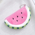 Portamonete in peluche a forma di anguria rosa con bordo verde e catenina a sfere argento - Rosa