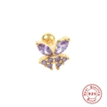 Detail of S925 sterling silver butterfly ear stud with purple marquise zircon stones - Gold Single-Purple Zircon
