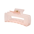 Detail view of pink matte hair claw clip with golden metal spring on white background - #26 Matte Jelly Pink