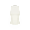 Slim fit cream high neck sleeveless ribbed knit tank top for women in retro style - XS / White