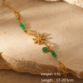 Detail of gold-plated sun pendant and green beads bracelet with weight and length specs - Sun Pendant