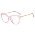 Occhiali cat-eye con montatura rosa a onde e aste metalliche dorate a molla - Rosa Trasparente Asta Dorata - Anti Luce Blu