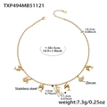 Dettaglio della collana in acciaio inossidabile placcato oro 18k con ciondoli marini - Collana Dorata (TXP494-38+5cm)