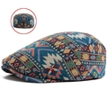 Boina de estilo étnico con patrones geométricos y tejido jacquard multicolor - Back Closure / Azul