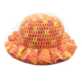 Handmade crochet bucket hat with colorful stripes and ruffle wavy edge for a casual look - M(54-60cm) / Orange