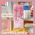 Set of 6 pink peach theme erasable gel pens with 0.5mm nib in clickable design - Pink Peach 6Pcs/Box-Crystal Blue Ink