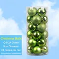 Lot de 24 boules de Noël vertes de 8cm, finitions brillantes et mates en tube transparent - 8cm (Lot de 24) / Vert