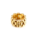 Golden titanium steel ring featuring a unique watchband chain design for men - Size 8 / Gold Ring