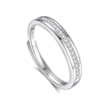 Adjustable S925 sterling silver couple ring with shimmering pave-set zircon detail - Fdjz-488-women's Model / Adjustable Open