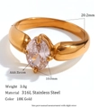 Detail of 18K gold-plated 316L stainless steel ring with an AAA zircon stone setting - US 6 / Petal Shape (White Zircon)