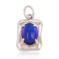 Copper plated zircon pendant featuring color-changing stone in a rectangular setting - L229117-Blue White Gold
