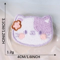 Self-adhesive white and purple cat embroidery patch with orange flowers for DIY clothing - White Cat