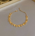 Gold plated bracelet featuring heart charms and vintage triomphe links with lobster clasp - 10# Gold Plated Digital Heart Bracelet / Antique Gold