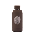 Matte dark brown stainless steel insulated bottle with black fern leaf graphic print - Dark Coffee Style 24D