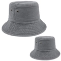 Dark grey washed cotton bucket hat with retro texture and metal eyelet details - Gray