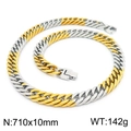 Two-tone gold and silver Cuban link chain necklace, 710x10mm size, 142g weight - Necklace 70cm