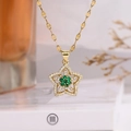 Elegante collana a stella placcata oro con ciondolo a fiore in zircone verde - Oro con zirconia verde