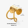 Anello regolabile in acciaio inossidabile dorato con trama martellata e linee geometriche - Stile Incrociato Martellato / Aperto Regolabile / Oro