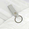 Minimalist grey PU leather keychain with a secure metal snap fastener and ring - No.6 Light Grey