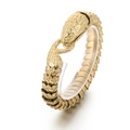 Bracciale da uomo in scaglie di drago dorato con chiusura a testa di serpente realistica - Oro Lucido (KB169941-KJX)