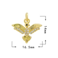 18K vergoldeter Friedenstaube Anhänger mit Kristallen und schwarzem Diamantauge 14x16.5mm - Gold - Vogel 1601