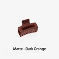 Detail of matte dark orange rectangular hollow hair claw clip with frosted texture - Matte Dark Orange