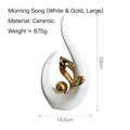Abstract white and gold ceramic vase in large size for minimalist home decor - White Gold (Vivid Large)