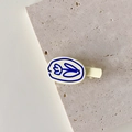 Fermaglio per capelli beige con stampa tulipano blu e clip metallica per bambine - Fiore Beige