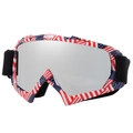 Ski goggles with American flag star-spangled frame and silver reflective mirrored lens - USA Flag Frame Silver Mirror