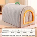 Maattabel voor warm huisdierbed in grijs pluche met oranje rand voor katten en honden - S (Tot 2,5 kg) / Draagbaar Huisbed-Grijs