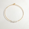 Minimalist 18k gold stainless steel collar necklace with five elegant white pearls - Pearl Choker