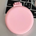 Pink foldable massage cushion hair brush with integrated mirror for children - Sakura Pink Minimalist - Round Mirror Comb
