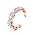 Luxurious rose gold open ring with rectangle-shaped zircon stones and ice-flower design - White Zirconia Rose Gold Plated