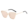 Occhiali da sole Y2K cat-eye in metallo con lenti rosa chiaro e montatura dorata - Montatura Oro Lente Tè Chiaro