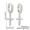 Silver cross earrings size details showing 2.6cm height and 0.8cm width dimensions - Silver
