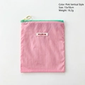 Pink minimalist makeup bag with green zipper and yellow ring, 15x18cm vertical style - 15x18cm / Pink Vertical