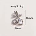 Ciondolo a ciliegia in argento con zirconi cubici, peso 2g, altezza 16mm e larghezza 14mm - Ciliegia Pavé In Zirconia Argento(13)