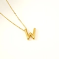 Collier minimaliste avec pendentif lettre W en or 18k et chaîne à maillons fins - Lettre W (S-P062-W)