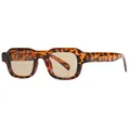 Retro tortoise shell square sunglasses with brown lenses and wide frame temples - Tortoise Shell Frame