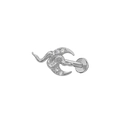 Silver snake-shaped tragus piercing with clear crystals and flat back labret stud - Silver Abstract Snake / Silver