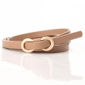 Schmaler Damen-Ledergürtel in Khaki mit minimalistischer goldener 8-förmiger Metallschnalle - Khaki