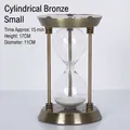 European style antique bronze hourglass with white sand and 15-minute timer - Cylindrical Bronze Small Hourglass (15 Mins) (W8000-500)